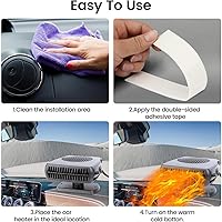 Vista 7 de 12V Car Heater,200W Portable Windshield Defogger and Defroster Fast Heating & Cooling Fans with Cigarette Lighter Plug(Black)