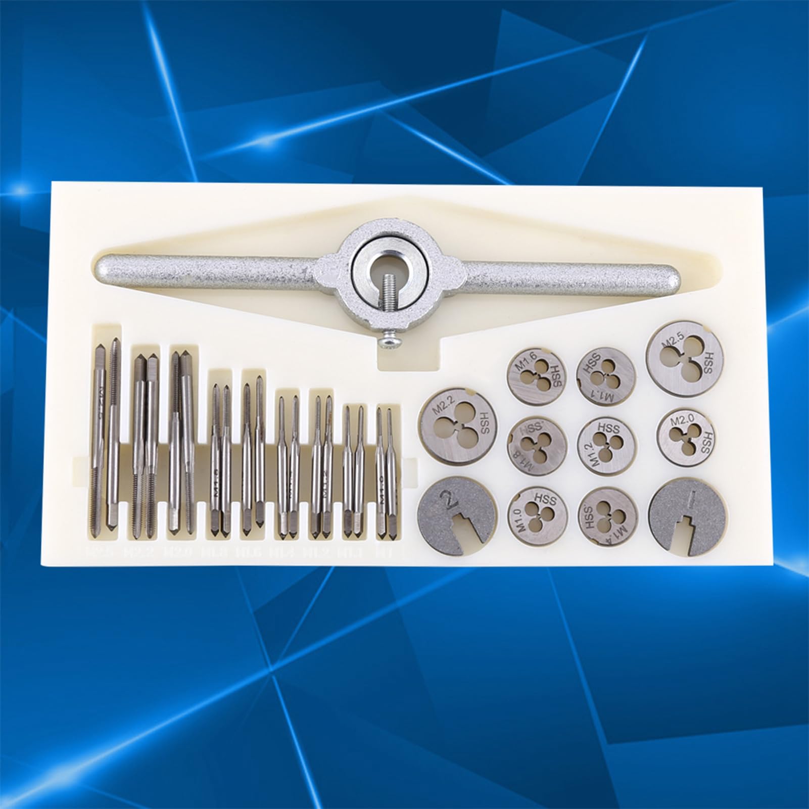 Set di Maschi e Filiere, Kit di Utensili per Filettatura HSS da 30 Pezzi con Chiavi per Filettatura Interna Ed Esterna, Maschiatura Manuale di Precisione