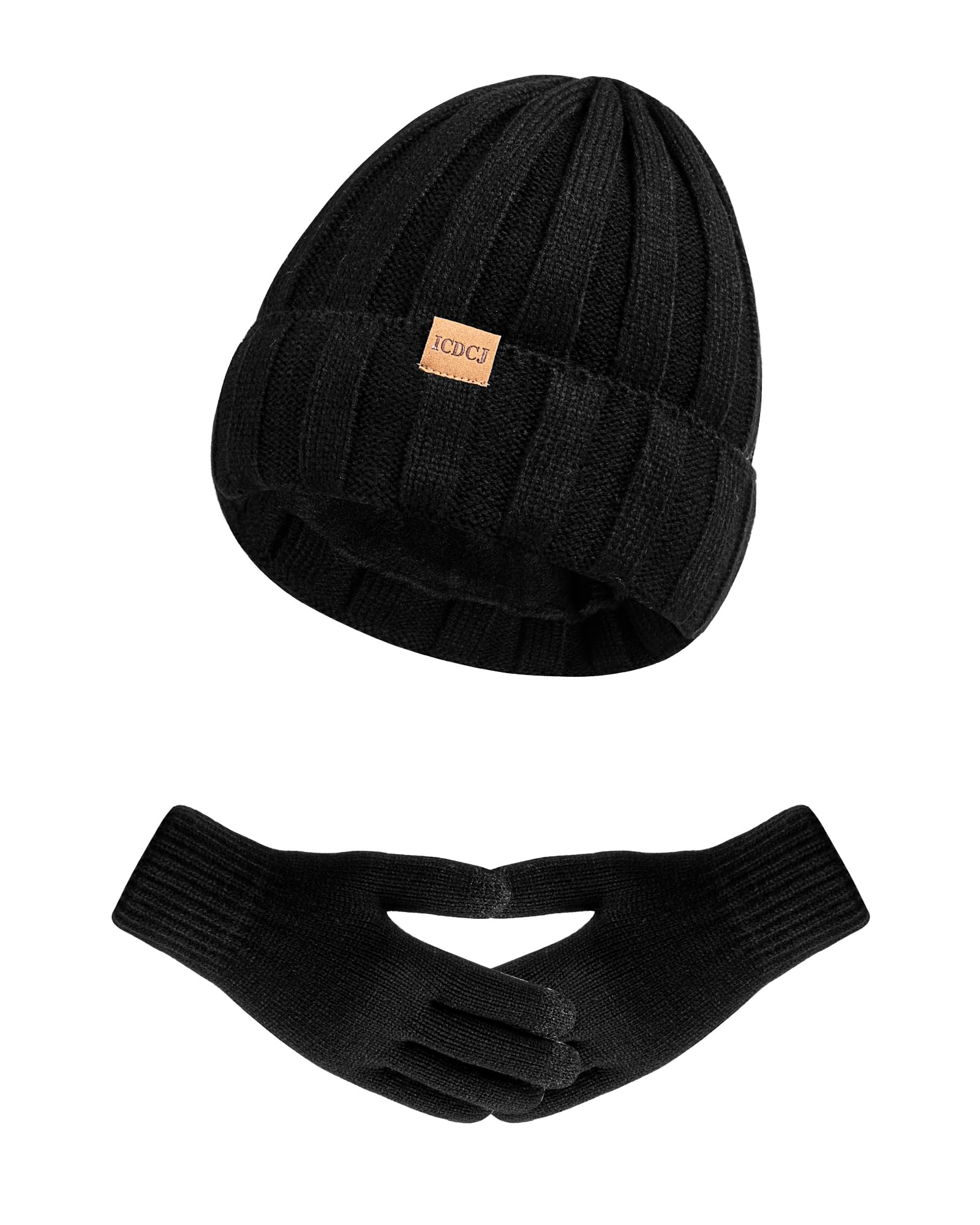 Womens Winter Beanie Warm Hat Touchscreen Gloves Set with Fleece Lined Skull Caps Gifts for Women Men