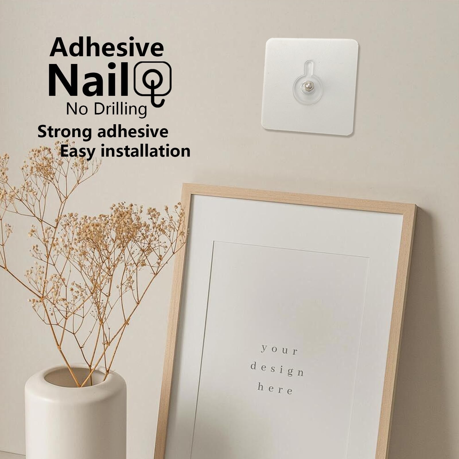 Set di 24 Viti Adesive Extra Forti, Ganci da Parete Autoadesivi Senza Foratura per Piastrelle, Trasparenti e Impermeabili, per Appendere Quadri, Poster, Decorazioni in Bagno, Cucina e Ripostiglio