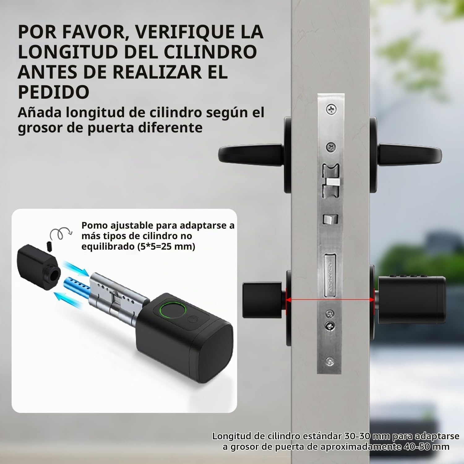 Cerradura Con Huella Dactilar,Cilindro Biotech,Ip65,Con Dos Tarjetas,Dos Juegos De Llaves,Con Bluetooth,Apto Para Puertas De 35-60mm Cerradura Inteligente Puerta Exteriorelectronica(Negro)