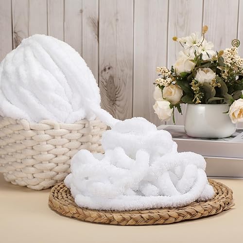 Miniatura 5 de Hilo grueso de felpilla con 4 unidades de 96 yardas, esponjoso, grueso, esponjoso, para tejer a mano, para tejer a mano, suministros de manualidades