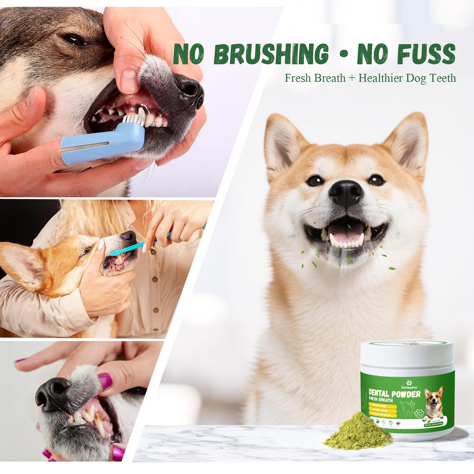 Dog Teeth Cleaning Powder, Dog Dental Powder for Teeth Cleaning and Dog Breath Fresh for Dogs with Probiotic & Tartar Remover, Plaque Off Dog Tooth Cleaning (80g) - image 5