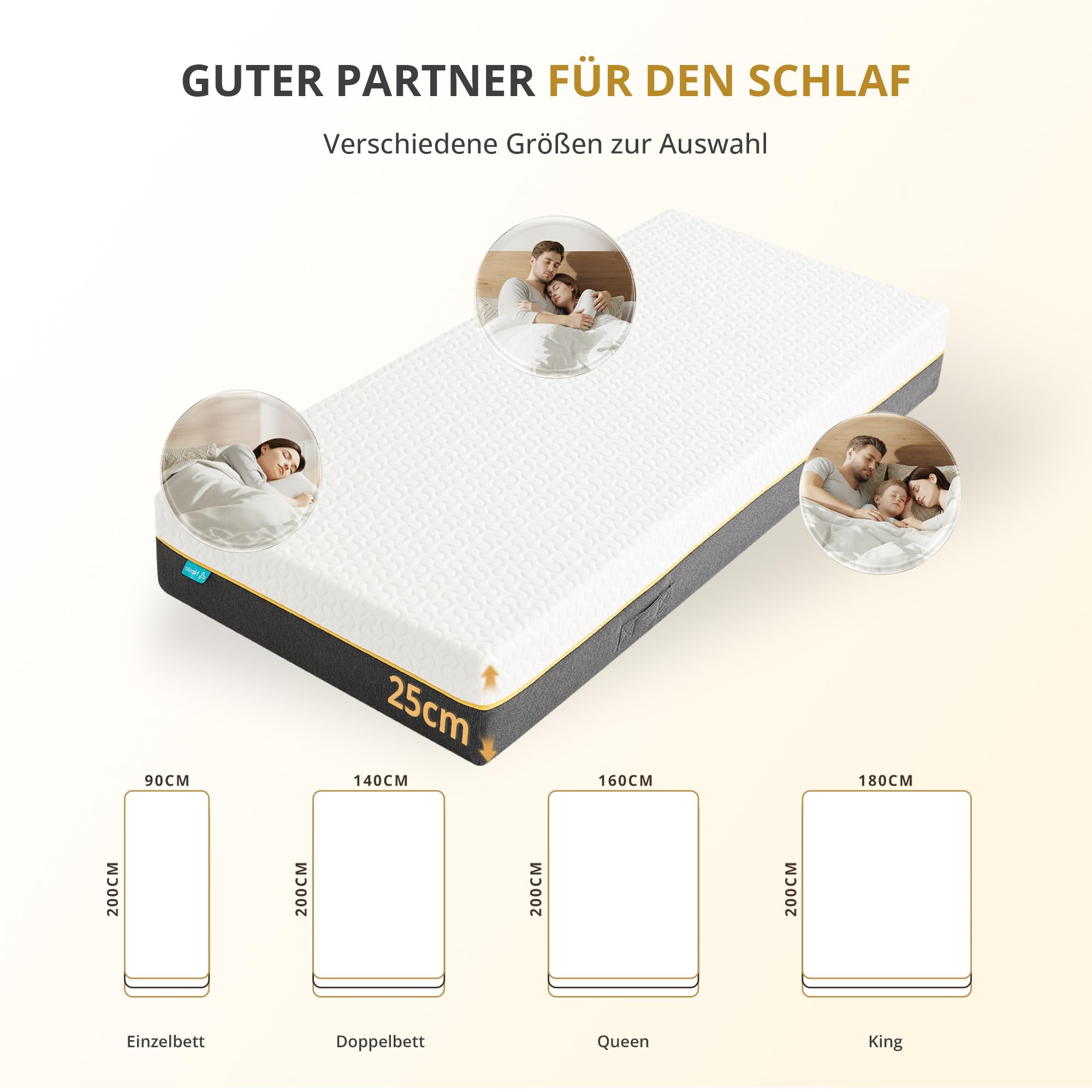 Taschenfederkernmatratze 180x200 cm 7-Zonen ergonomisch Matratze,Härtegrad H3,Mittelfest, 25 cm Höhe,Memoryschaum atmungsaktiv, Waschbarer Bezug,Oeko-TEX Standard 100 Zertifiziert