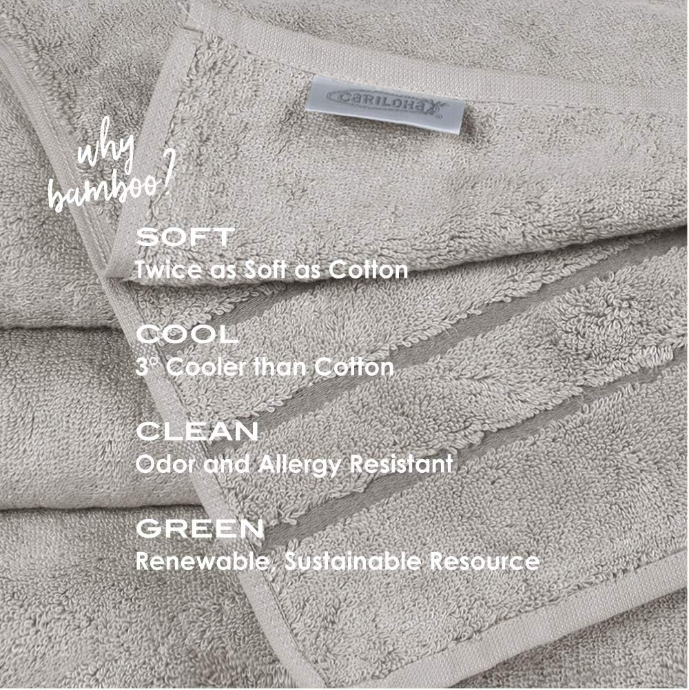 Cariloha 600 GSM Bamboo & Turkish Cotton Bath Sheet - Odor Resistant, Highly Absorbent - Includes 1 Towel - 1-Year Limited Quality Warranty - Ocean Mist: Kitchen & Dining