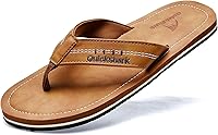 Quickshark Men's Flip Flops: Leather Thong Sandals with Arch Support for Beach Comfort