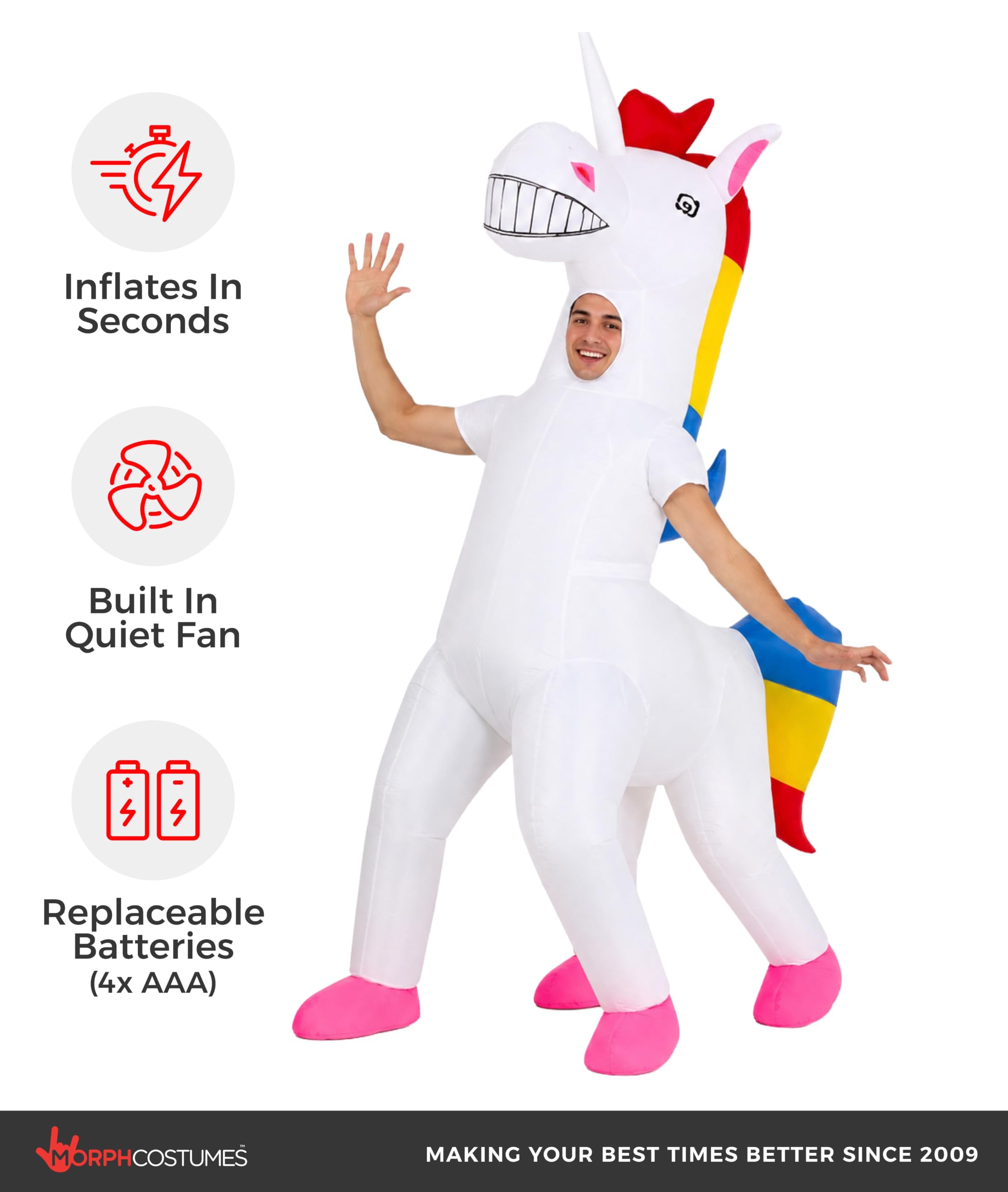 Morph Aufblasbares Einhorn Kostüm Erwachsene, Einhornkostüm Herren Damen, Karneval Kostüm Erwachsene, Lustiges Kostüm, Aufblasbares Kostüm
