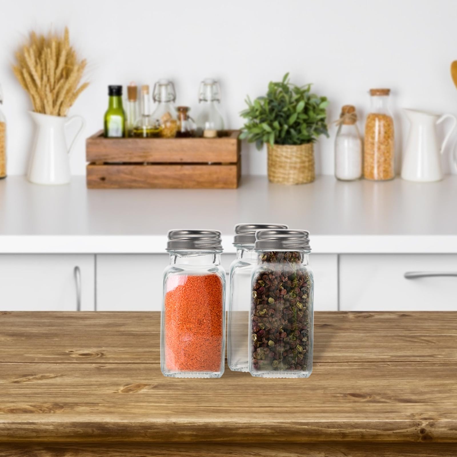 Gewürzflaschen aus Glas und Edelstahl 10 Stück und Glatter Oberfläche mit Praktischem Design zum Befüllen von Salz und Pfeffer für Küche