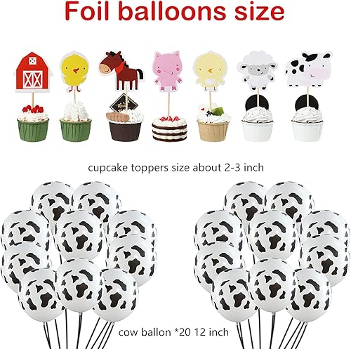 Miniatura 4 de Sumind Decoraciones de fiesta de cumpleaños de granja, animales de granja, temática de vaca, suministros de fiesta de cumpleaños, decoración de