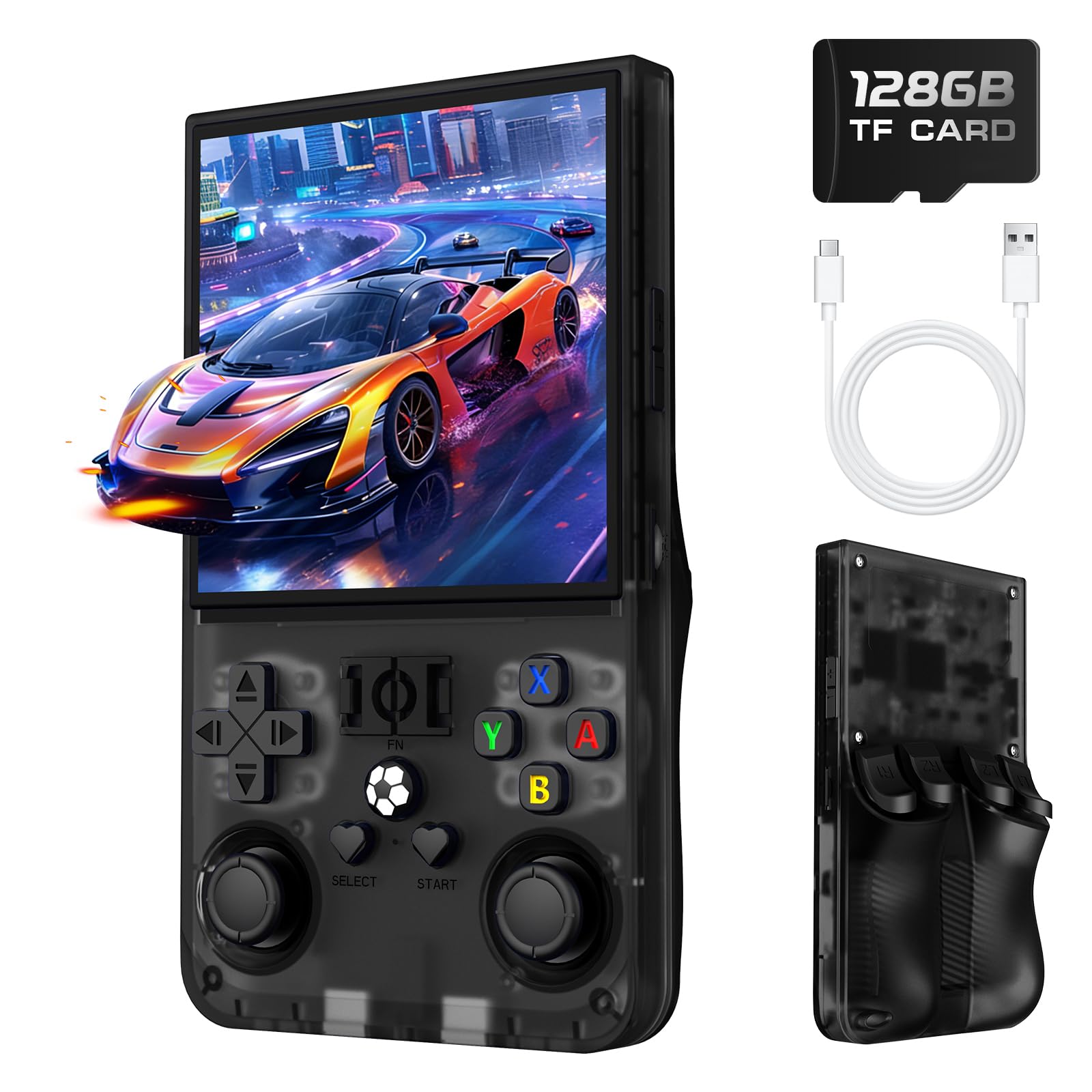 R36MAX Retro Handheld Game Console, 4.0 Inch 720x720 IPS Screen, Retro Gaming Console with 128G Built-in 22000+ Classic Games, Portable Handheld Linux System, 4000mAh Battery