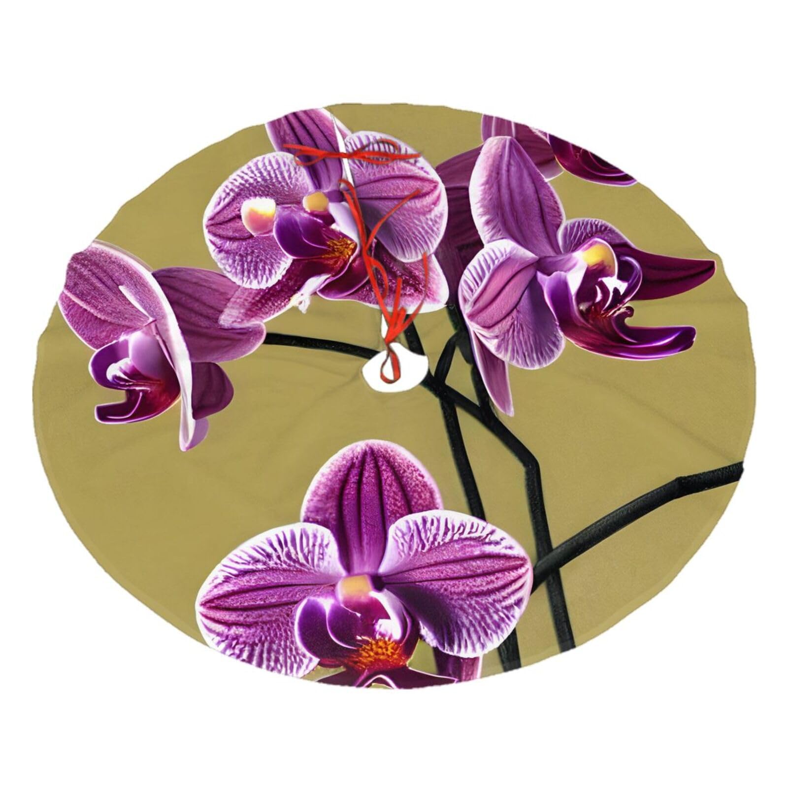 Beautiful Orchids Printed Christmas Tree Skirt Christmas Plush Tree Skirt 36 inches (about91 cm) ChristmasIndoor and Outdoor