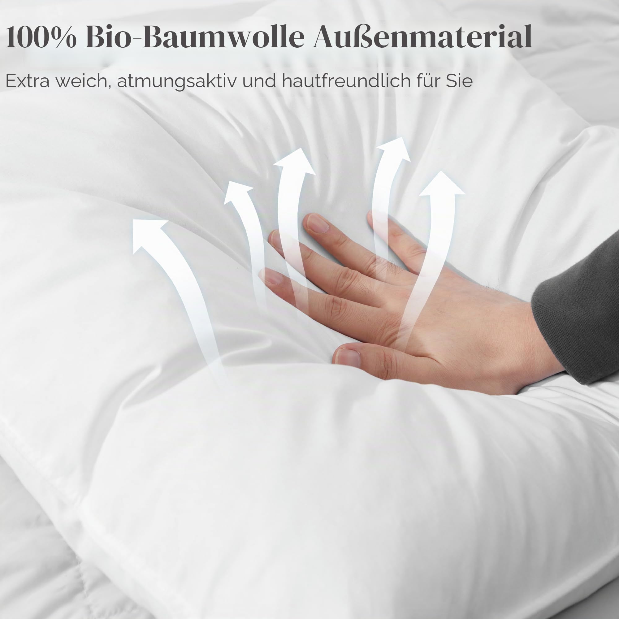 Deodar Daunenkissen Federkissen 80x80 | 2er Set | Für Allergiker Geeignet | 1KG Füllungen | 3 Kammer Atmungsaktiv Hotel Qualität Kopfkissen | Baumwollbezug | Waschbar | Öko-Tex RDS Zertifiziert