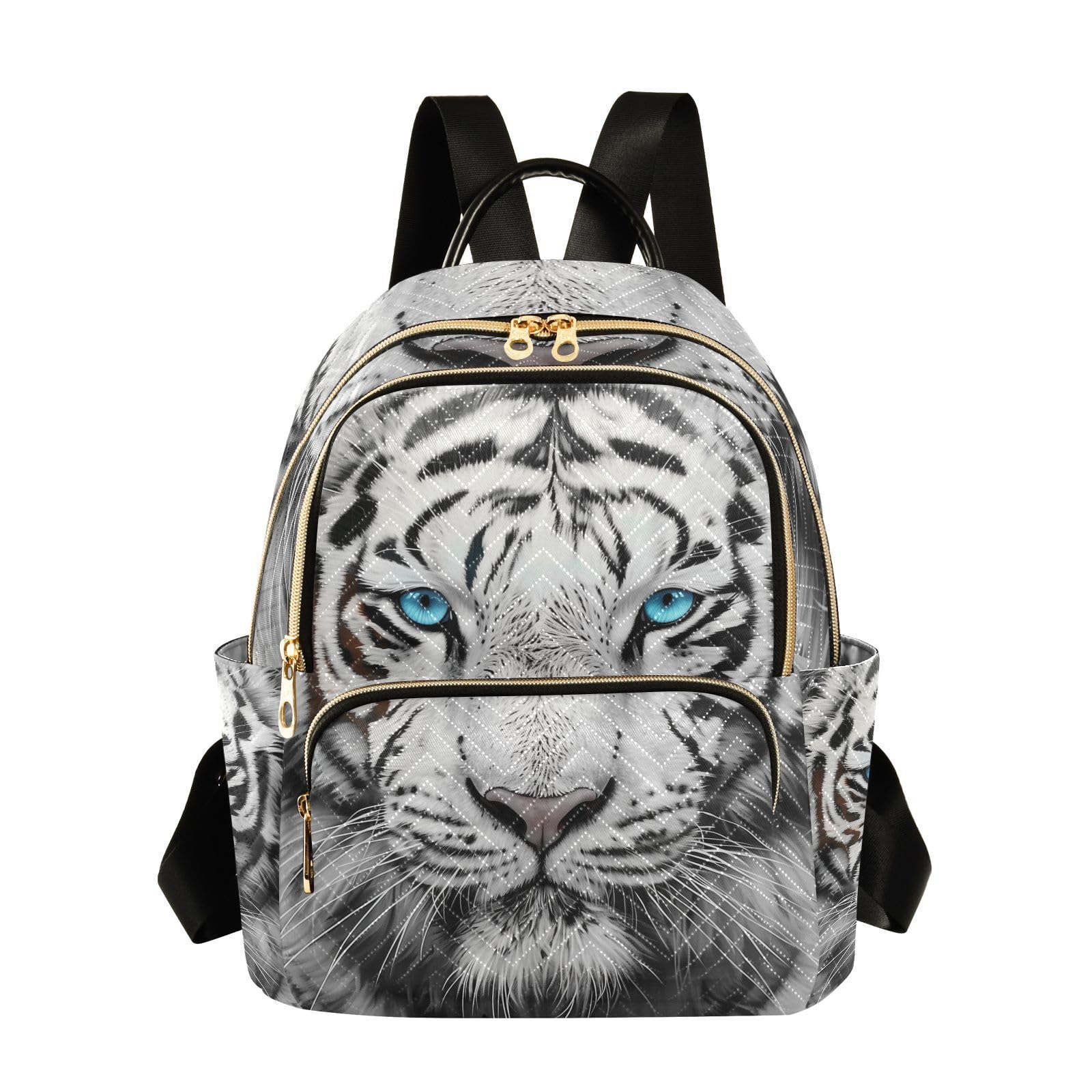 White Tiger Animal Mini Backpack Fashion Purse for Women,M