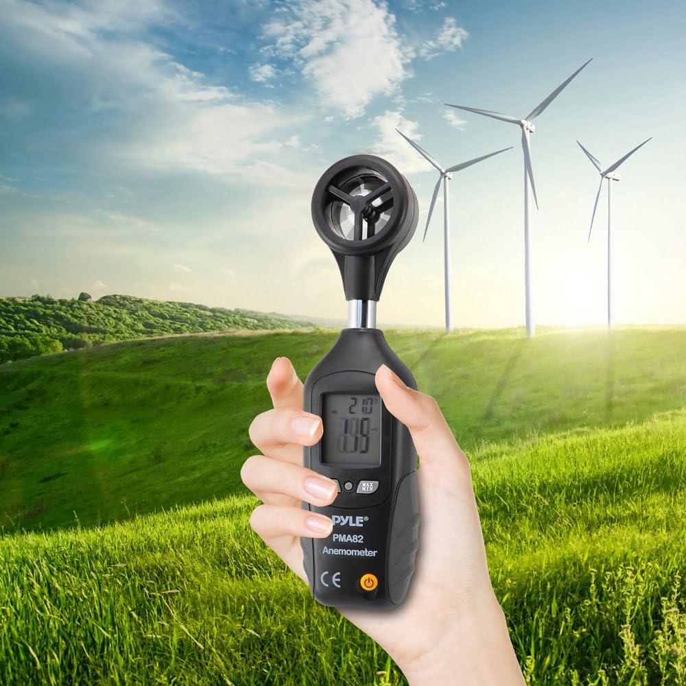 Pyle PMA82 Digital Anemometer and Thermometer for Measuring Wind Speed