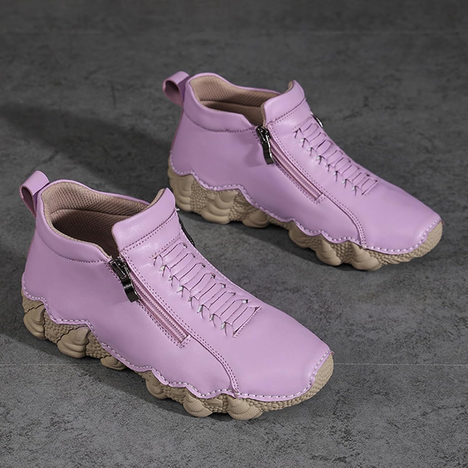 Women's Waterproof Platform Chukka Boots Fashion High Top Non-Slip Breathable Breathable Orthopedic Shoes Outdoor Hiking Walking Casual Sneakers