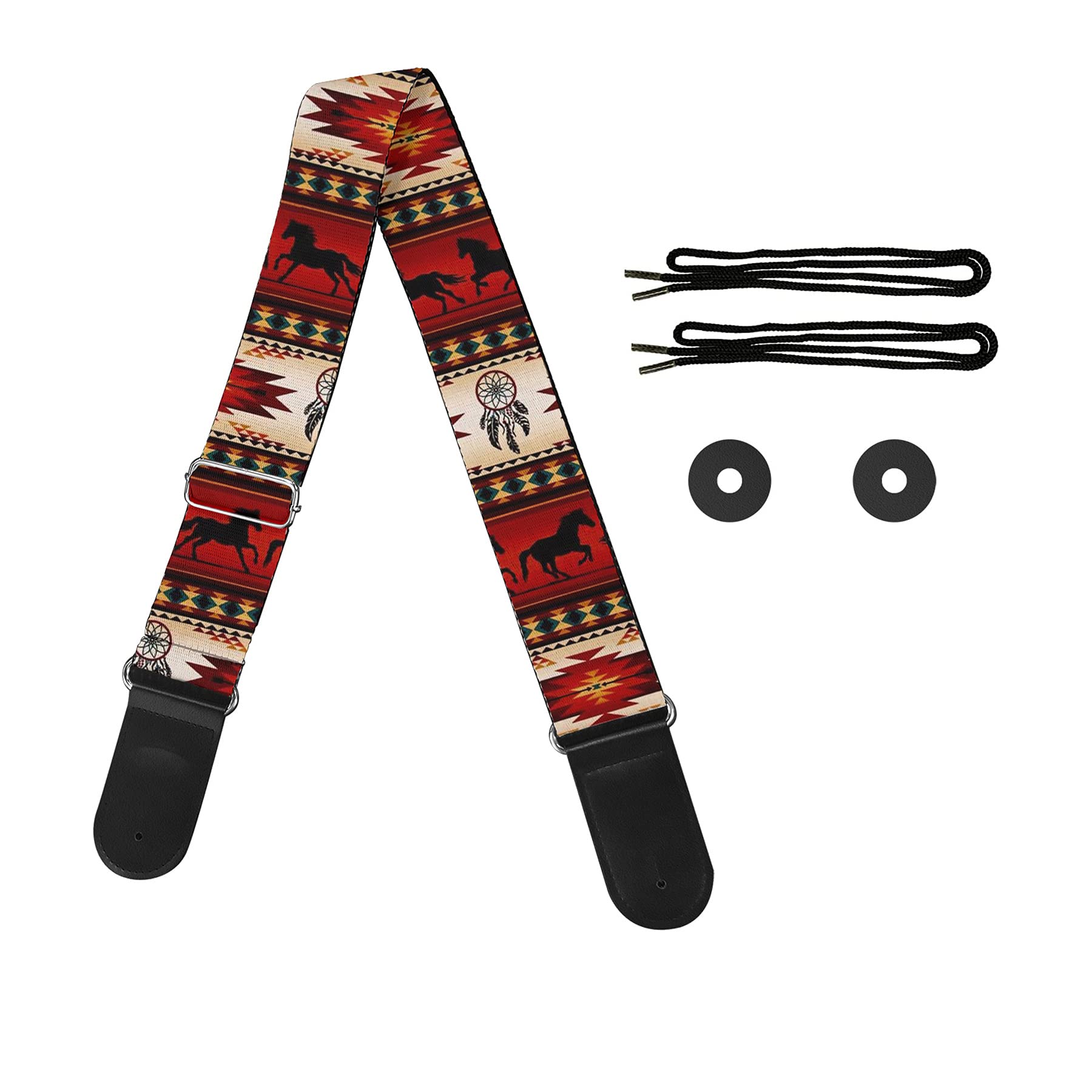 Daulesho Guitar Straps Adjustable Shoulder includes 2 Strap Locks Electric & Acoustic Guitars Leather Ends & Polyester