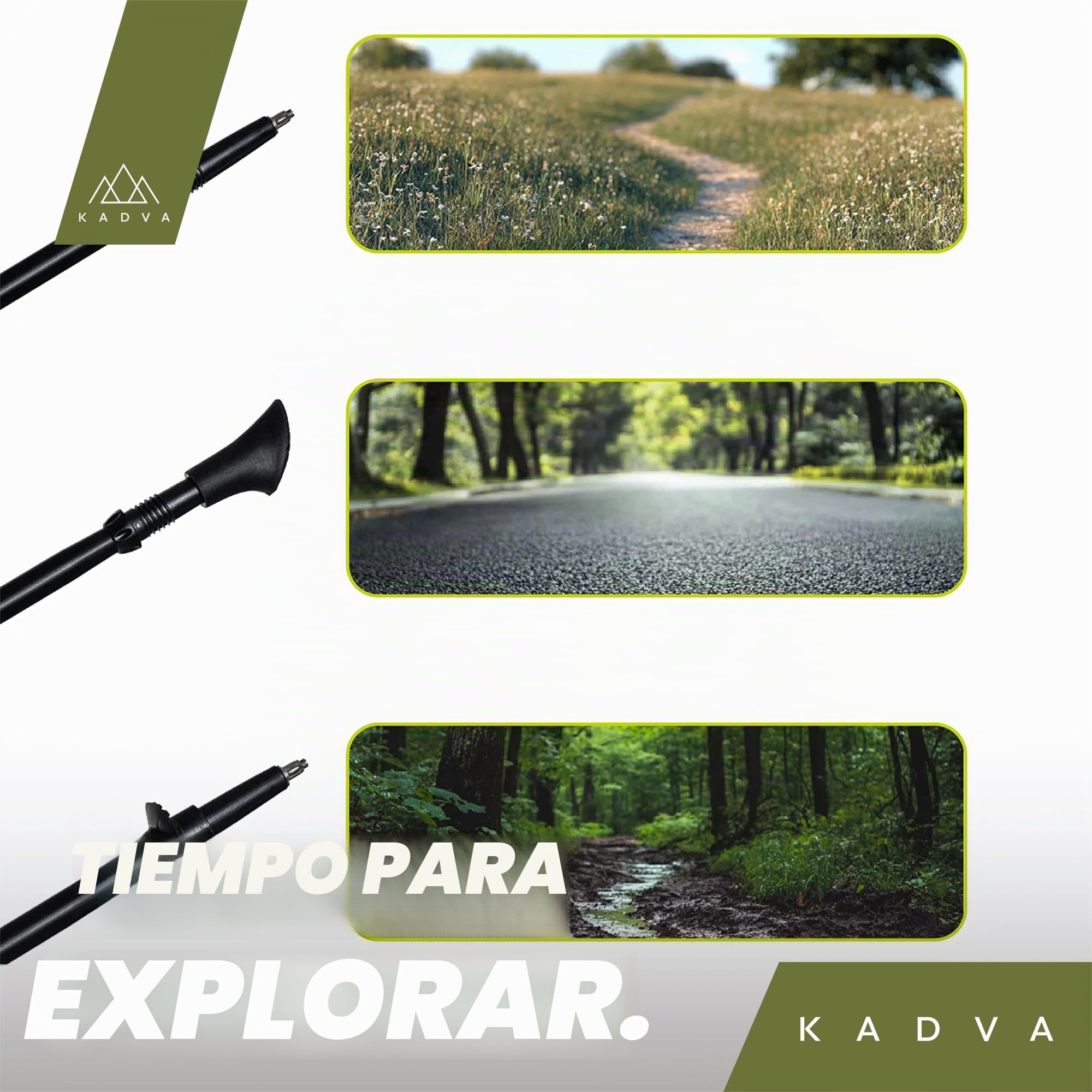 KADVA Bastones de Marcha nórdica HALNA Verde Ajustable 84-135 cm Bloqueo rápido Mango Polipropileno TPR