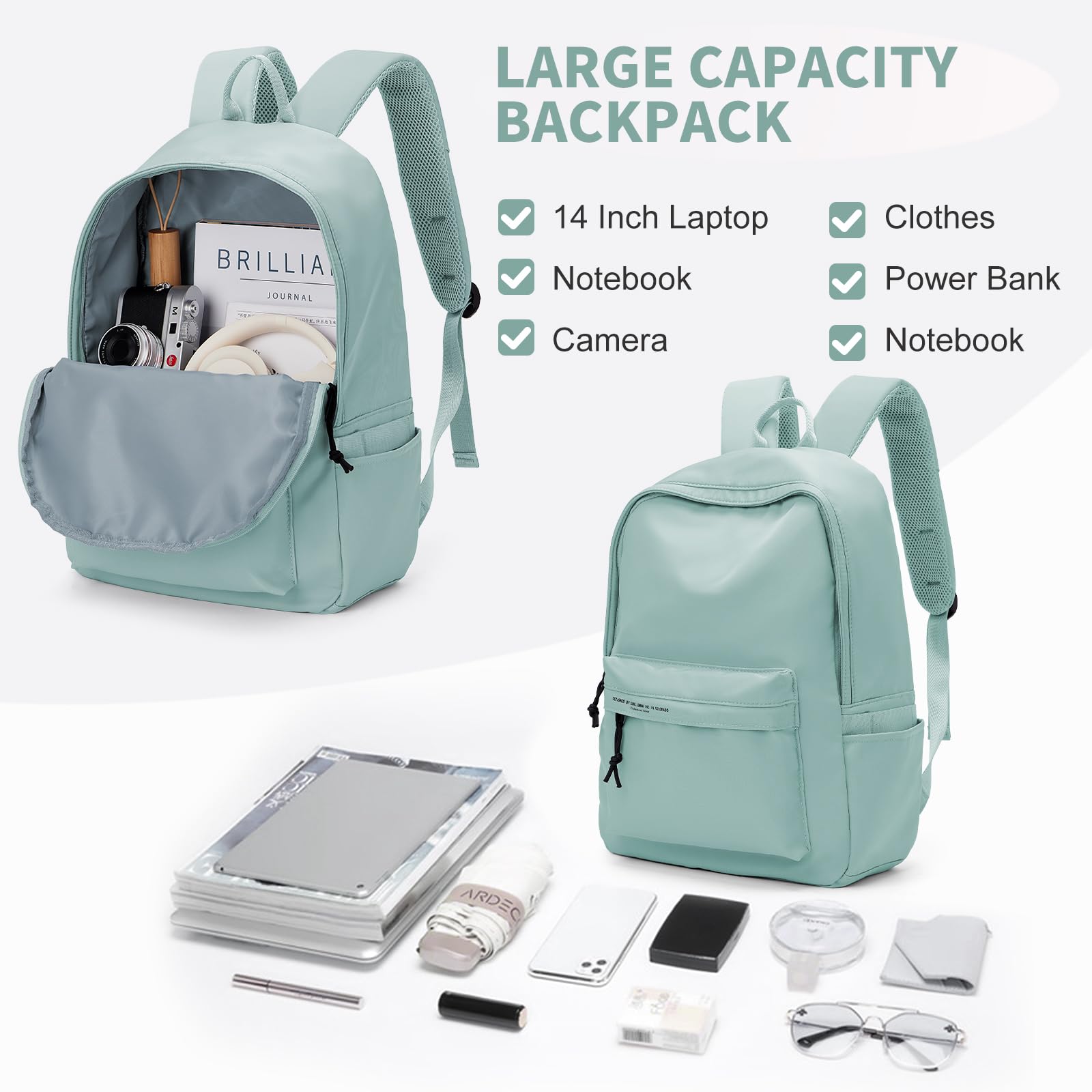 HYC00 Zaino Scuola Superiore Ragazza Ragazzo Zaini Scuola Media Zainetto Donna Università Casual Daypack Zaini Scolastici Leggero 14 Pollici Laptop Bag per Viaggi Lavoro School Backpack for Girls