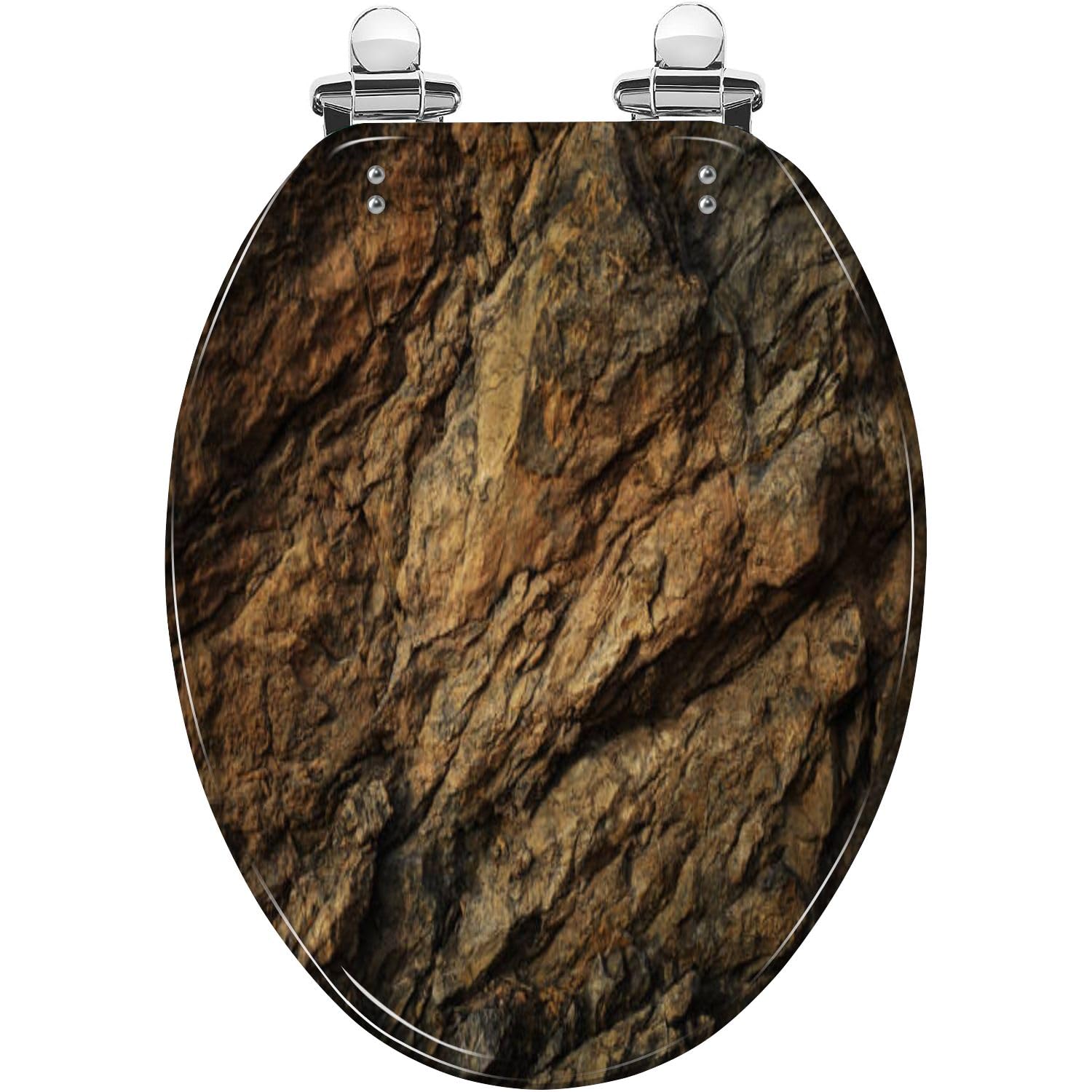 WHFEOIV9RE Elongated Toilet Seat Dark Red Resin Quietly Slow Close with Quick-Release Hinges Easy to Clean Install