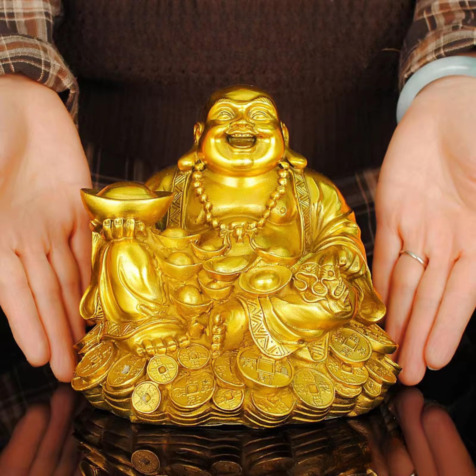 Aottsd Golden Dragon Fish Statue Ceramic Chinese Exquisite Handicraft Decor 38Cm