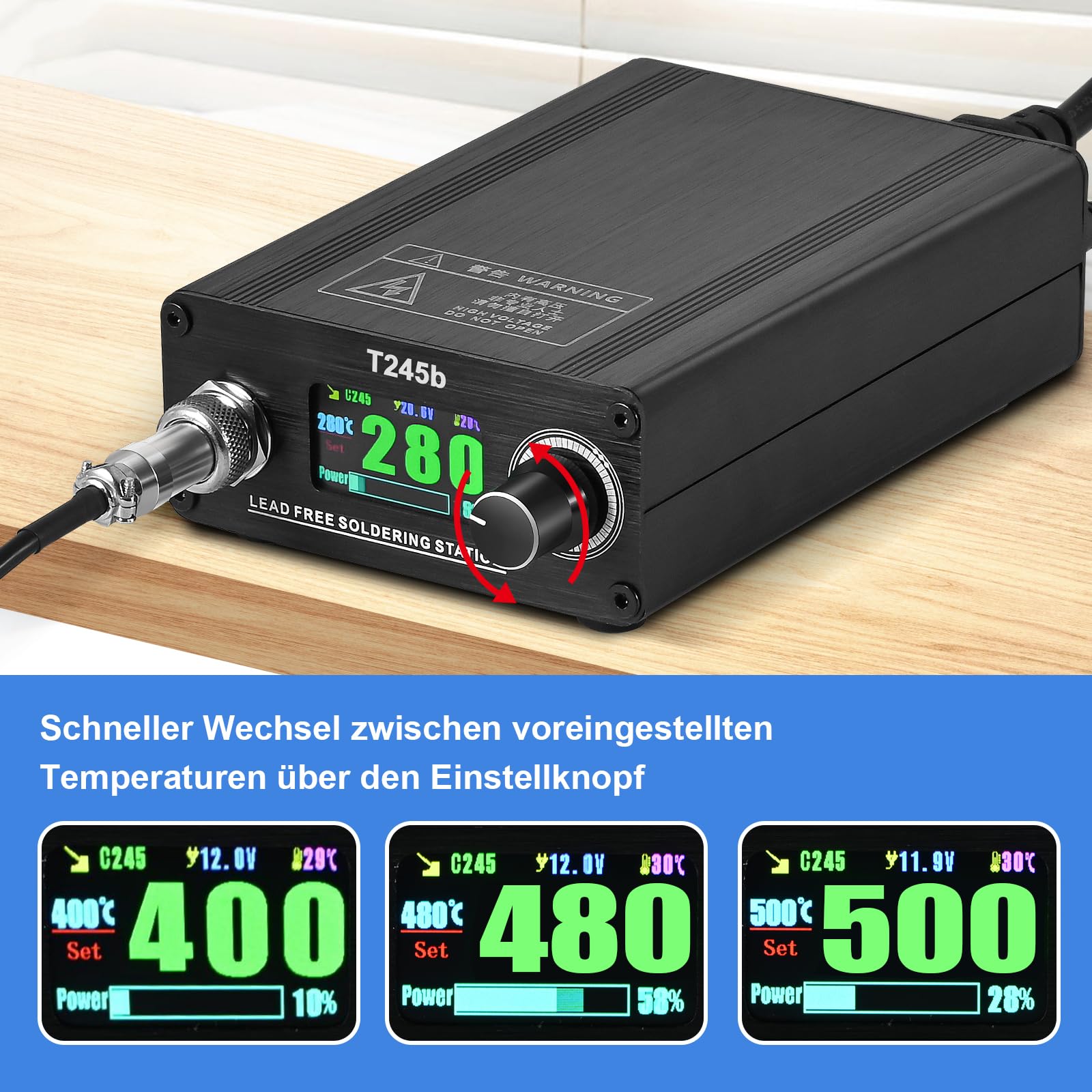 Stazione di saldatura T245b fai da te elettronica, manico in lega di alluminio e supporto per impugnatura 100-240 V, 180 W, spina USA C245, punte di saldatura I K IS