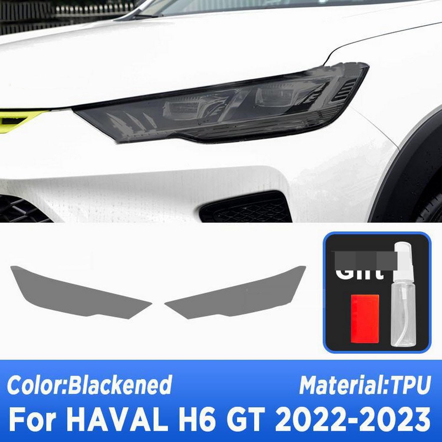 JCAKES Car Headlight Tint Anti-Scratch Smoked Black Protective Film Self Healing TPU Stickers ，for HAVAL H6 GT 2022 2023 Accessories