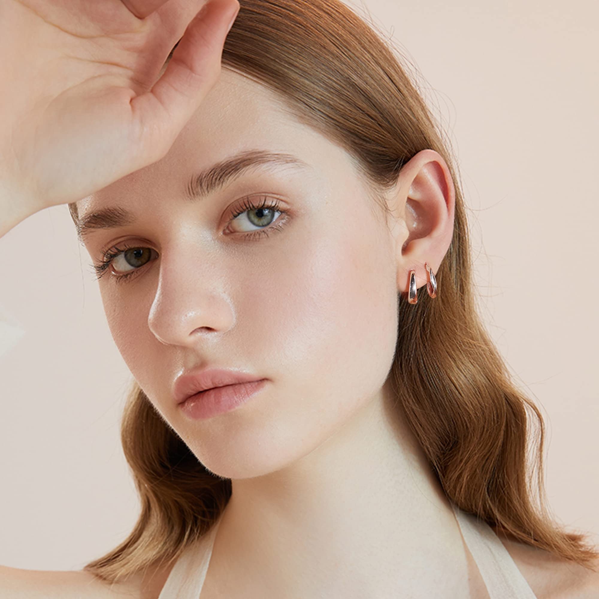 ALEXCRAFT Piccoli Orecchini a Cerchio, Orecchini Per Polsini Auricolari Da Donna, Orecchini a Cerchio Intrecciati Da Donna, Orecchini a Cerchio Spessi Vintage Ipoallergenici In Oro e Argento (9 Paia)