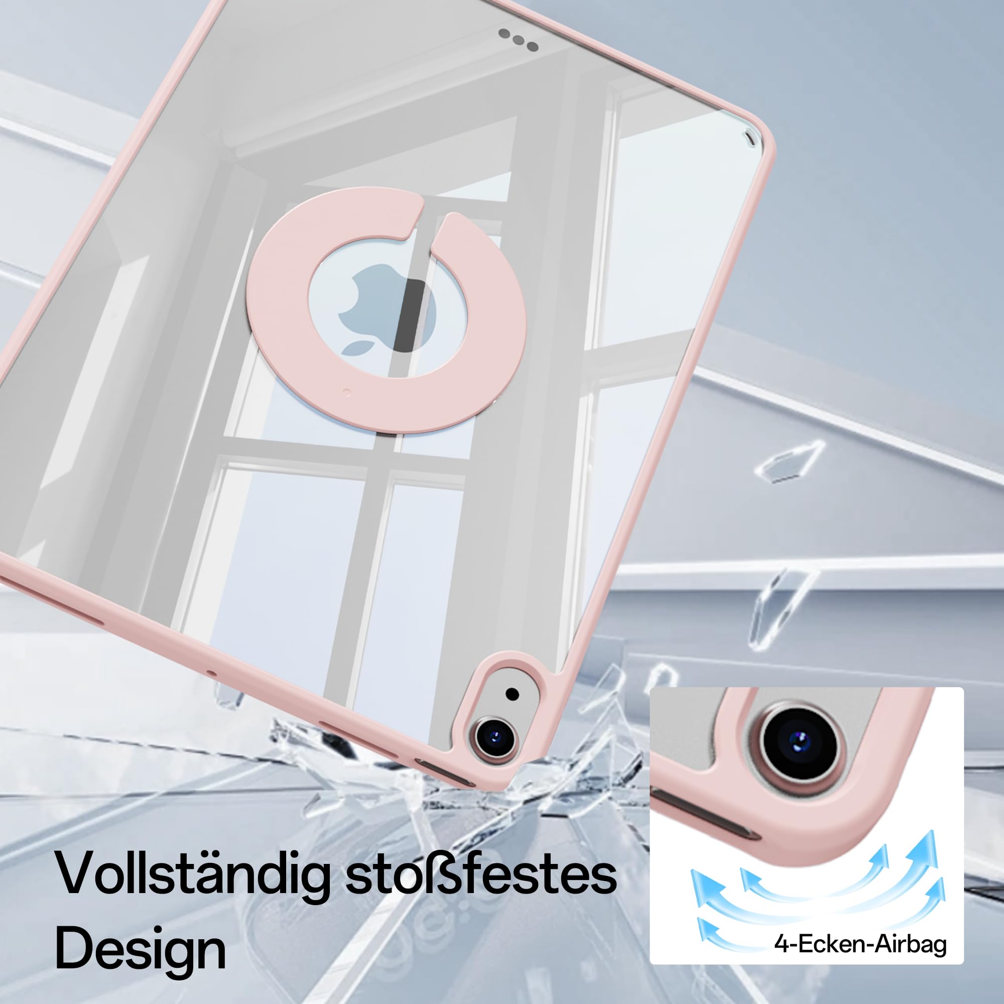 KVTVOU Étui pour iPad Air 11" M4/M3/M2, iPad Air 5e/4e Gen 10.9, Rose