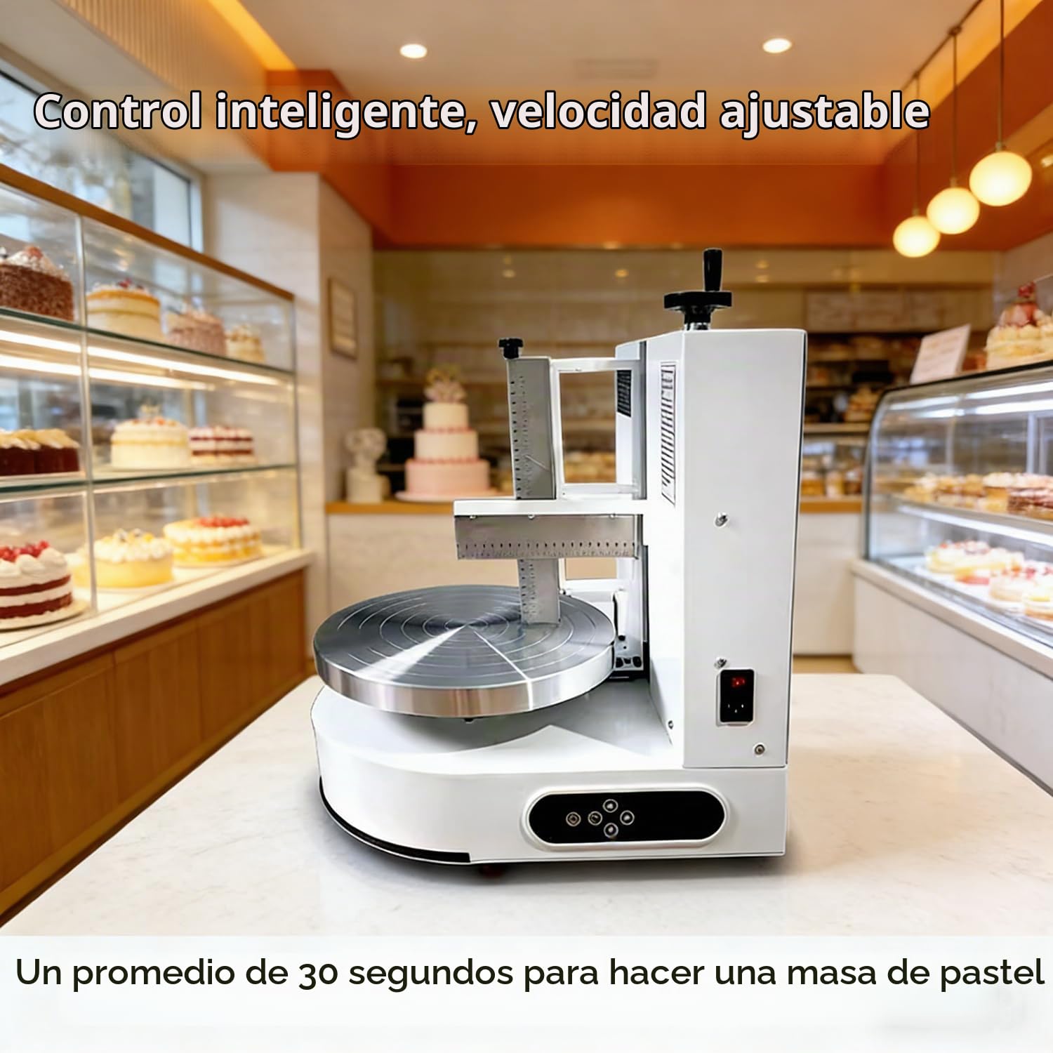 Máquina para Decorar Pasteles Formación Hielo para Tartas Cumpleaños, Máquina Alisadora,Raspador Tartas Ajustable,Bajo Ruido Plato Giratorio con Raspador Ajustable