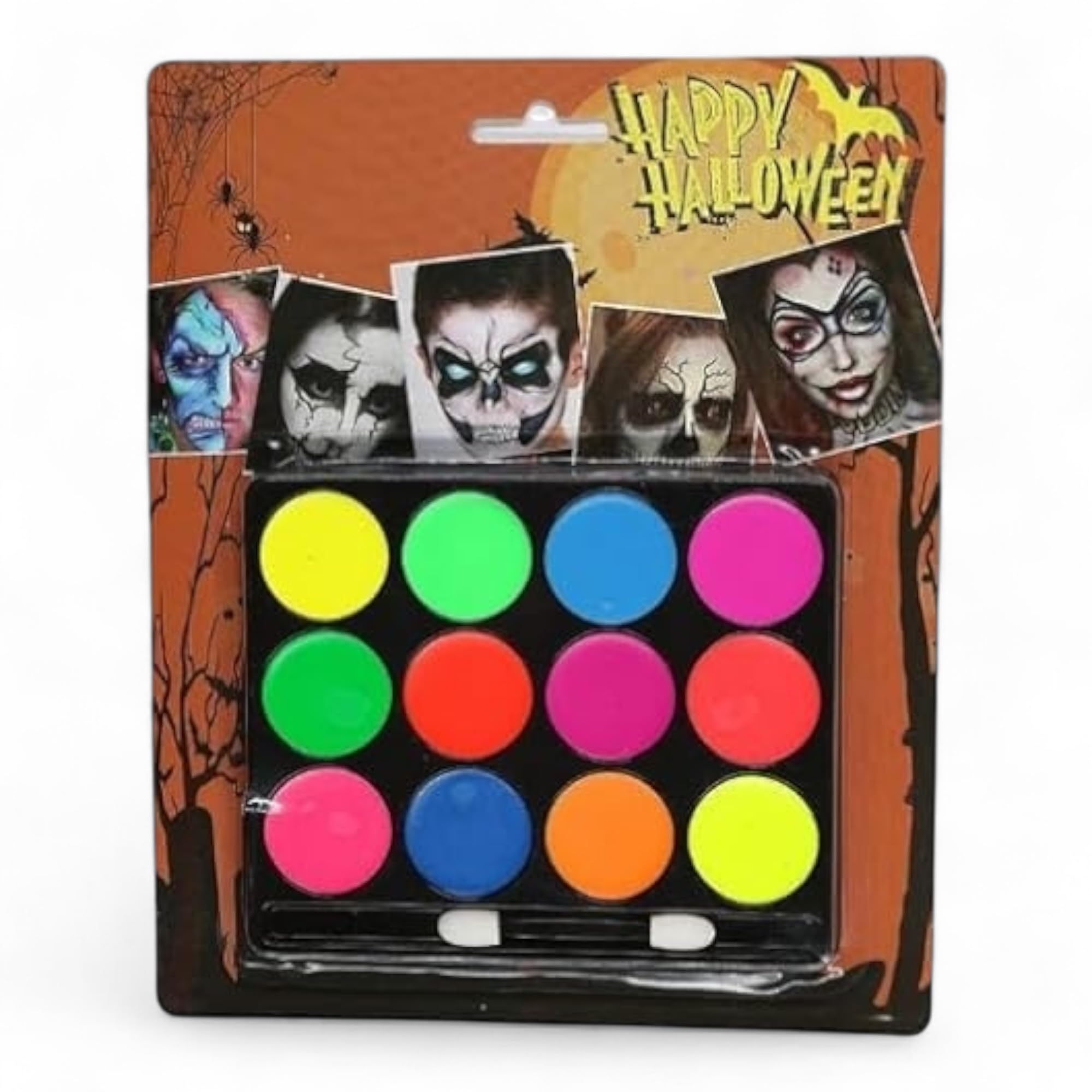 Kidorado Face & Body Paint Oil Palette – 12 Neon Colours Professional Makeup Kit for Kids & Adults | Non Toxic, Safe, Waterproof Body Paint for Halloween, Costume, SFX, Tattoo, Party, Festival, Fancy Dress
