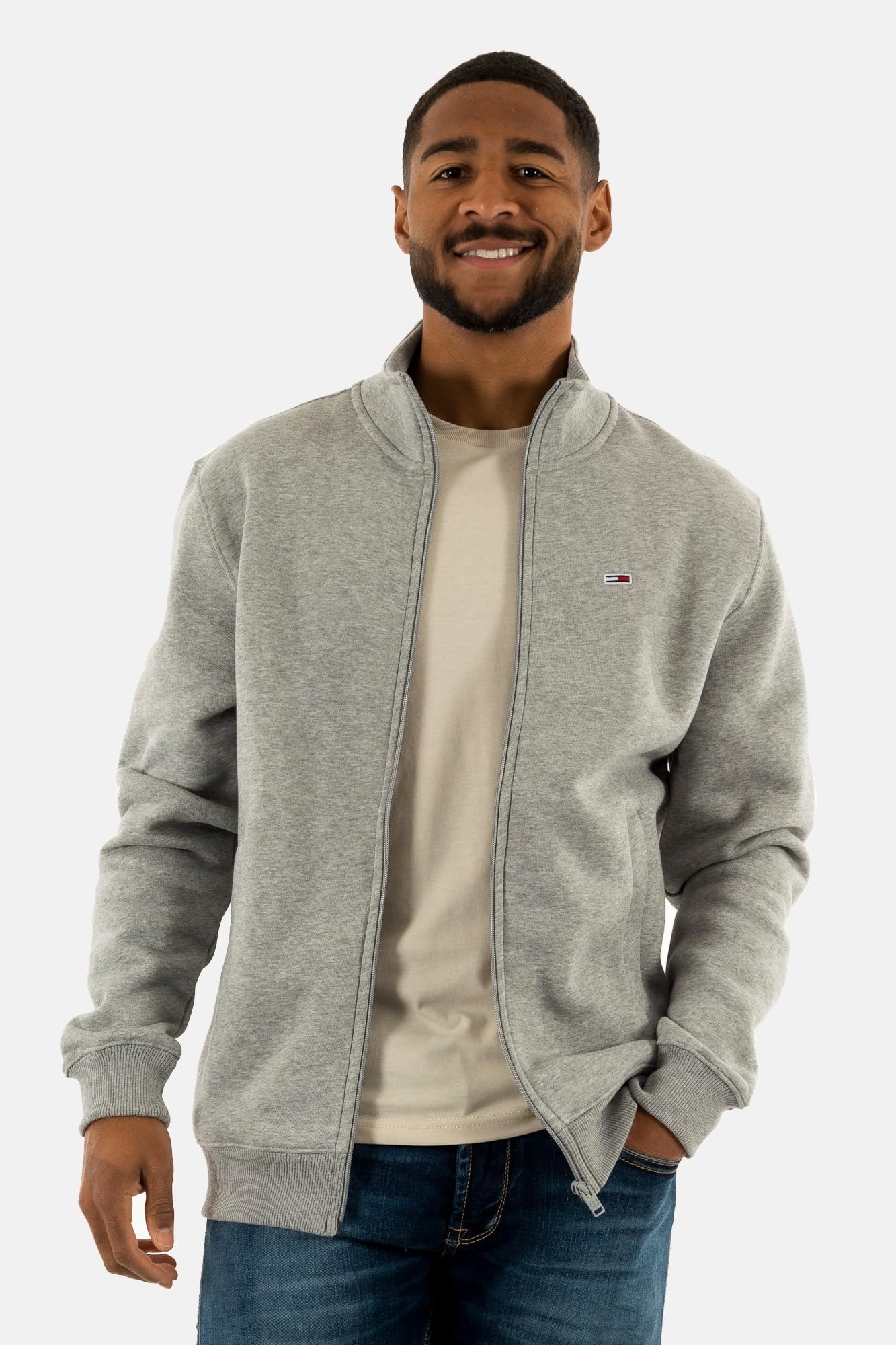 Tommy Jeans Uomo Felpa con Cerniera Fleece Zip Thru Regular Fit