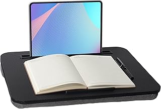 Lap Desk Black, Portable Laptop Desk Fits Up to 16" Laptops, with Tablet Slot, Built-in Cushion, Great for Home & Office，Lap Desk for Laptop，Laptop Lap Desk，Lap Desk with Cushion