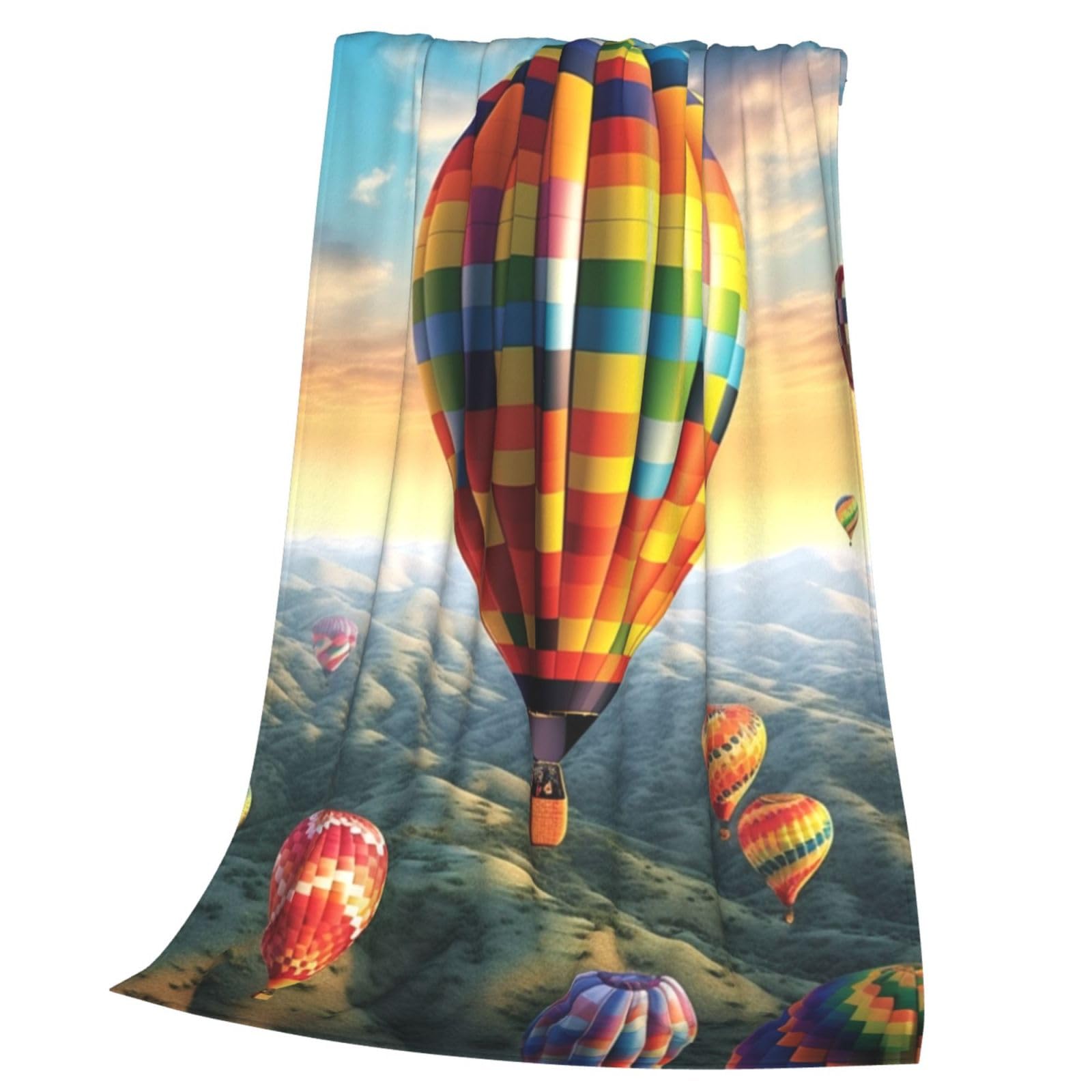 Couverture flanelle montgolfière douce et thermorégulatrice en microfibre