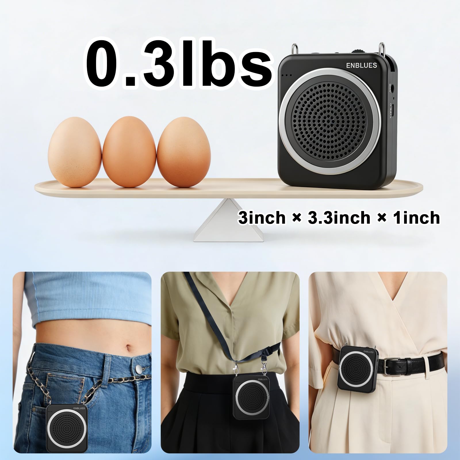 Kabelgebundenes Mikrofon Sprachverstärker für Lehrer, 15W 2800mAh Tragbarer Lautsprecher für Klassenzimmer, Training, Tourführer, Yoga, Outdoor, (Schwarz)