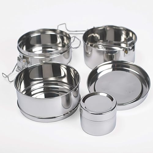 Miniatura 2 de Fiambrera grande de acero inoxidable de 3 niveles con contenedor pequeño para Sidekick | Fiambrera Tiffin | Ecológica