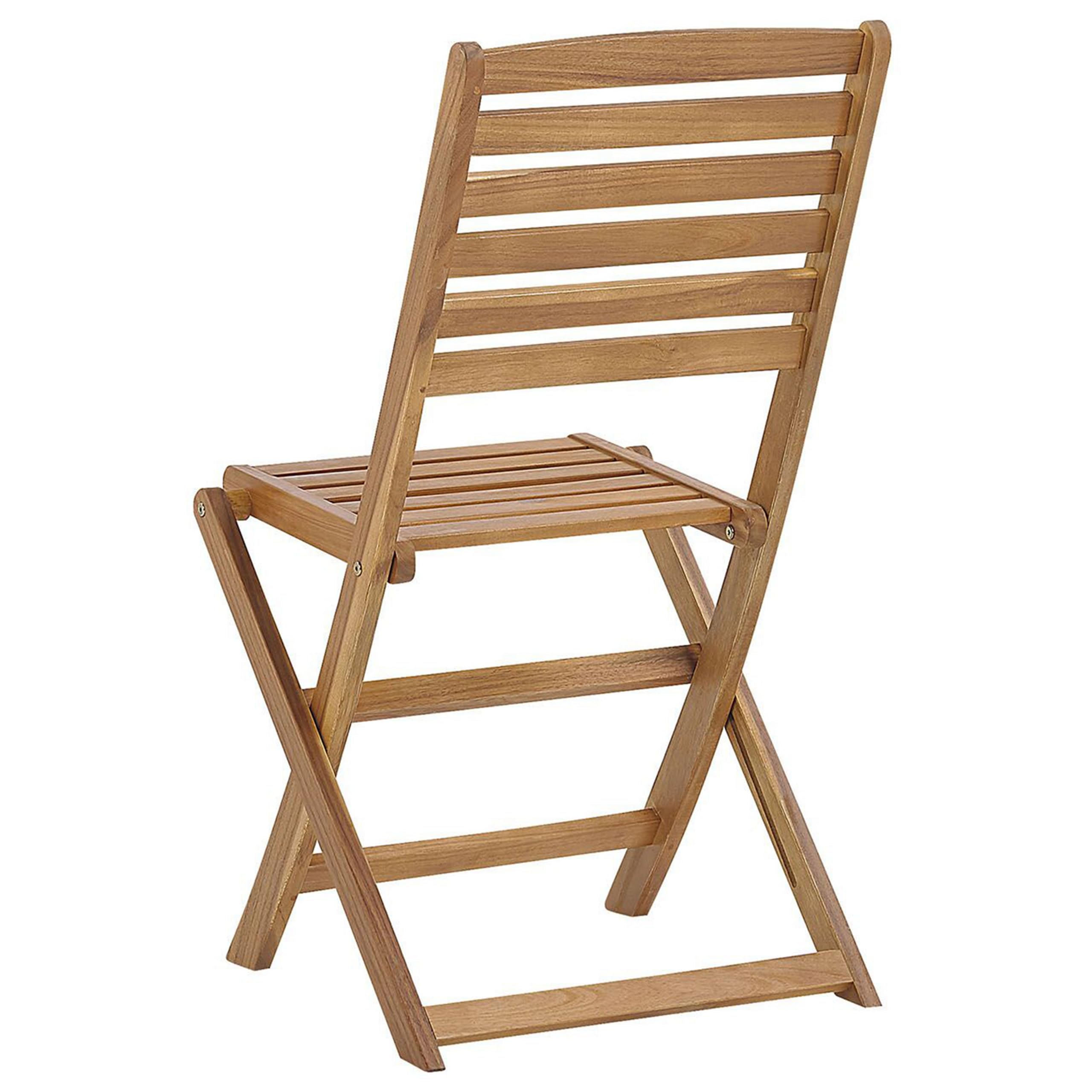Beliani Gartenmöbel Set hellbraunes Akazienholz Tisch rund 150 cm mit 6 Stühlen Tolve