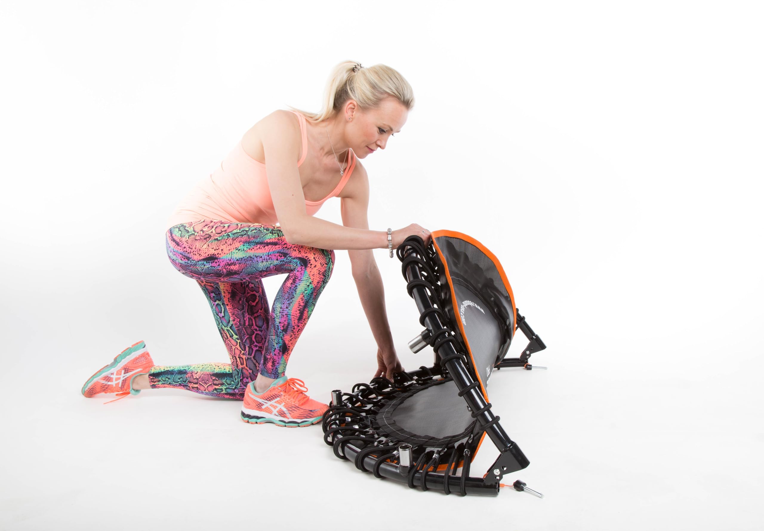 FIT BOUNCE PRO Mini Trampolino Elastico Fitness Professionale Comprensivo di Custodia e Dispositivo di Conteggio dei rimbalzi. Compreso DVD Fitness