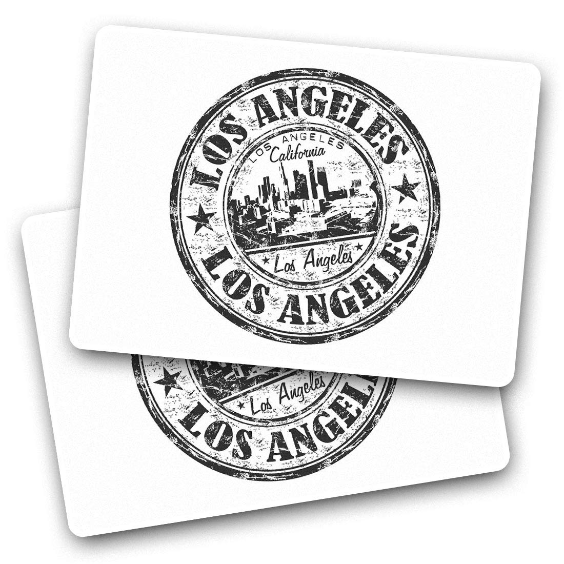 2 x 7.5cm Rectangle Stickers - Los Angeles California USA Trave; Decals 39897