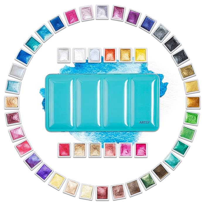 Buy ARTSY Metallic Watercolor Paint Set 48 Glitter Colors in A Metal