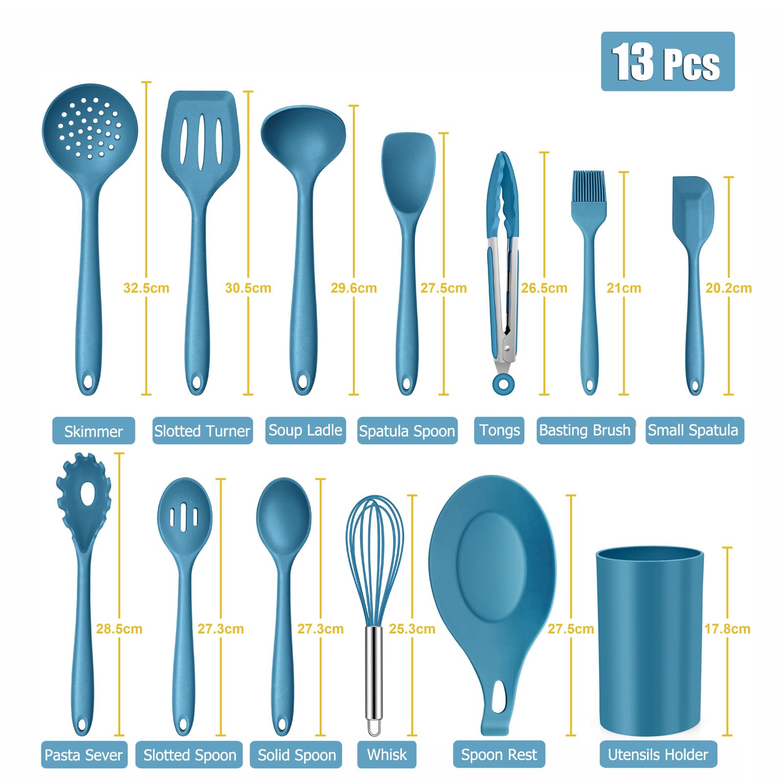 Set di 4 utensili da cucina in silicone, antiaderenti, grandi spatole solide, resistenti al calore, colore: oro rosa e nero, ideali per friggere, miscelare, servire, drenare, tornitura