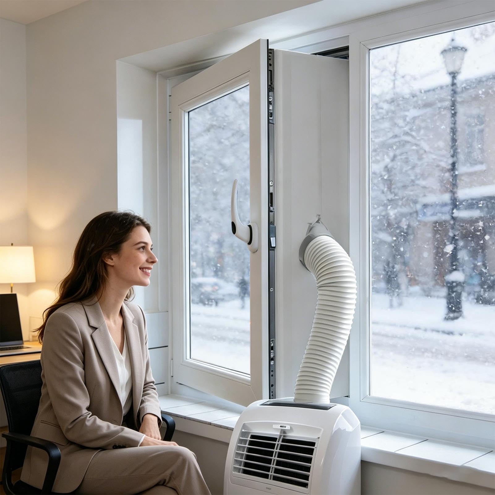 Guarnizione per finestra AC da 400 cm, kit universale portatile per condizionatore d'aria e asciugatrice, per piccoli negozi, casa, appartamenti, camere d'albergo