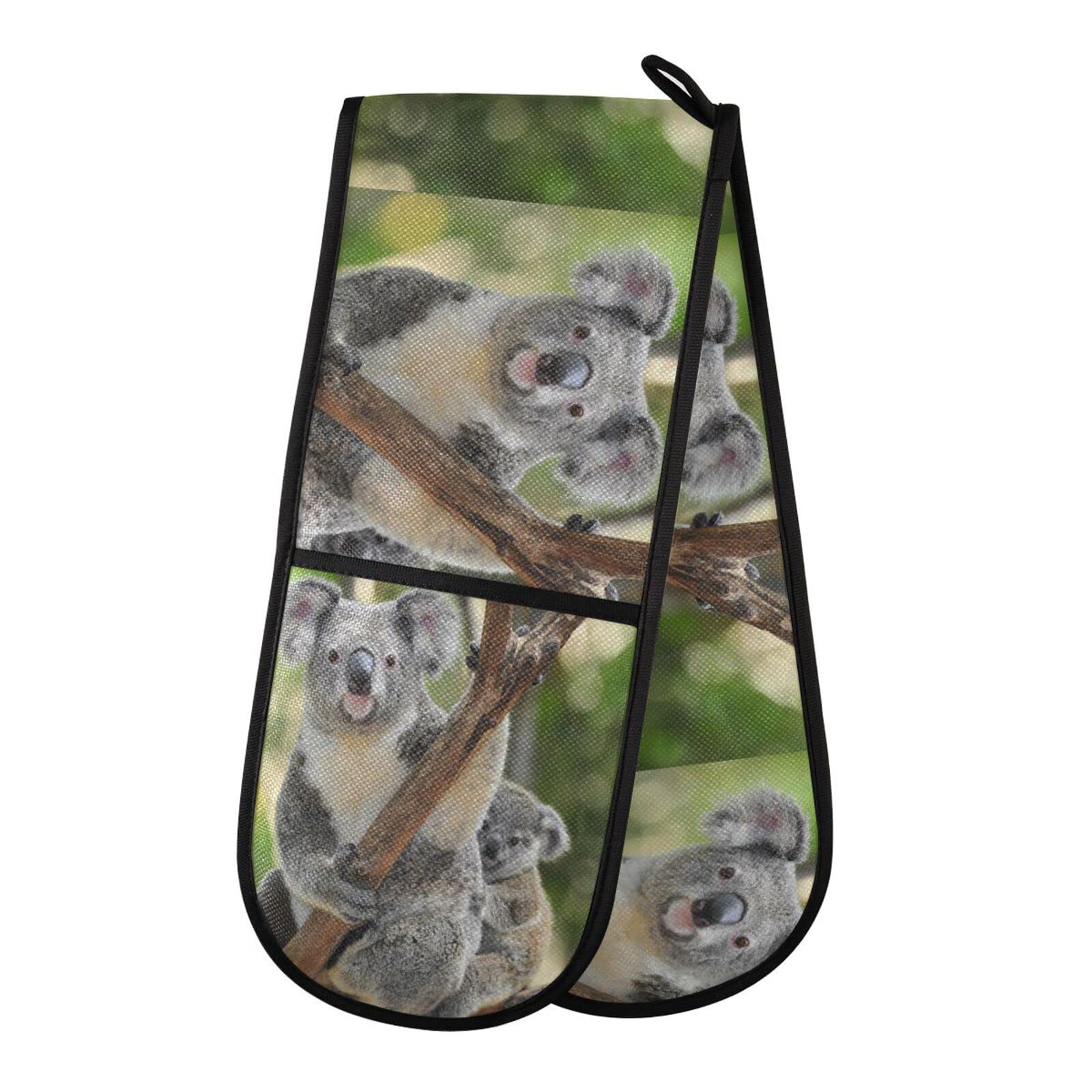 Double Oven Glove Cute Koala Bear Heat Resistant Double Ovens Mitt Modern Cooking Gloves Potholders โ image 1