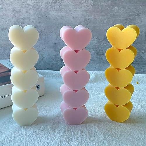 Miniatura 7 de Moldes de velas de corazón apilables, moldes de vela de pilar de corazón, molde de vela grande en forma de corazón para velas de aromaterapia, jabón