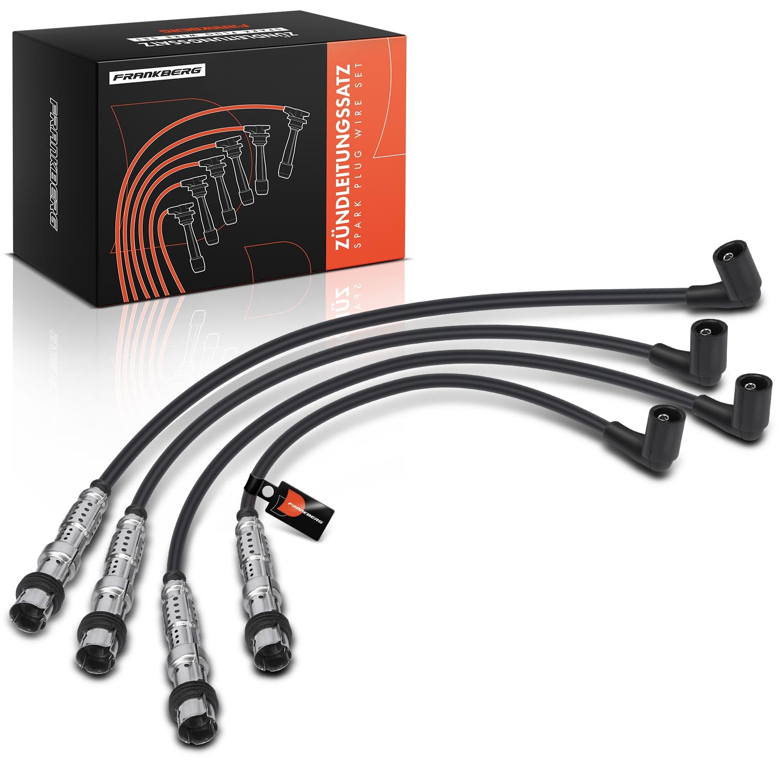 Frankberg 4x Juego de cables de encendido Gasolina Compatible con A1 A3 Altea Ibiza IV Leon Fabia II Rapid Yeti Beetle Golf VI Polo Replace# 03F905409A