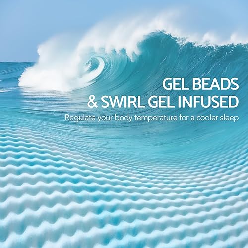 Miniatura 6 de Cubrecolchón de espuma viscoelástica de 3 pulgadas, con infusión de gel refrescante, tamaño individual, cubrecolchón de espuma de caja de huevos