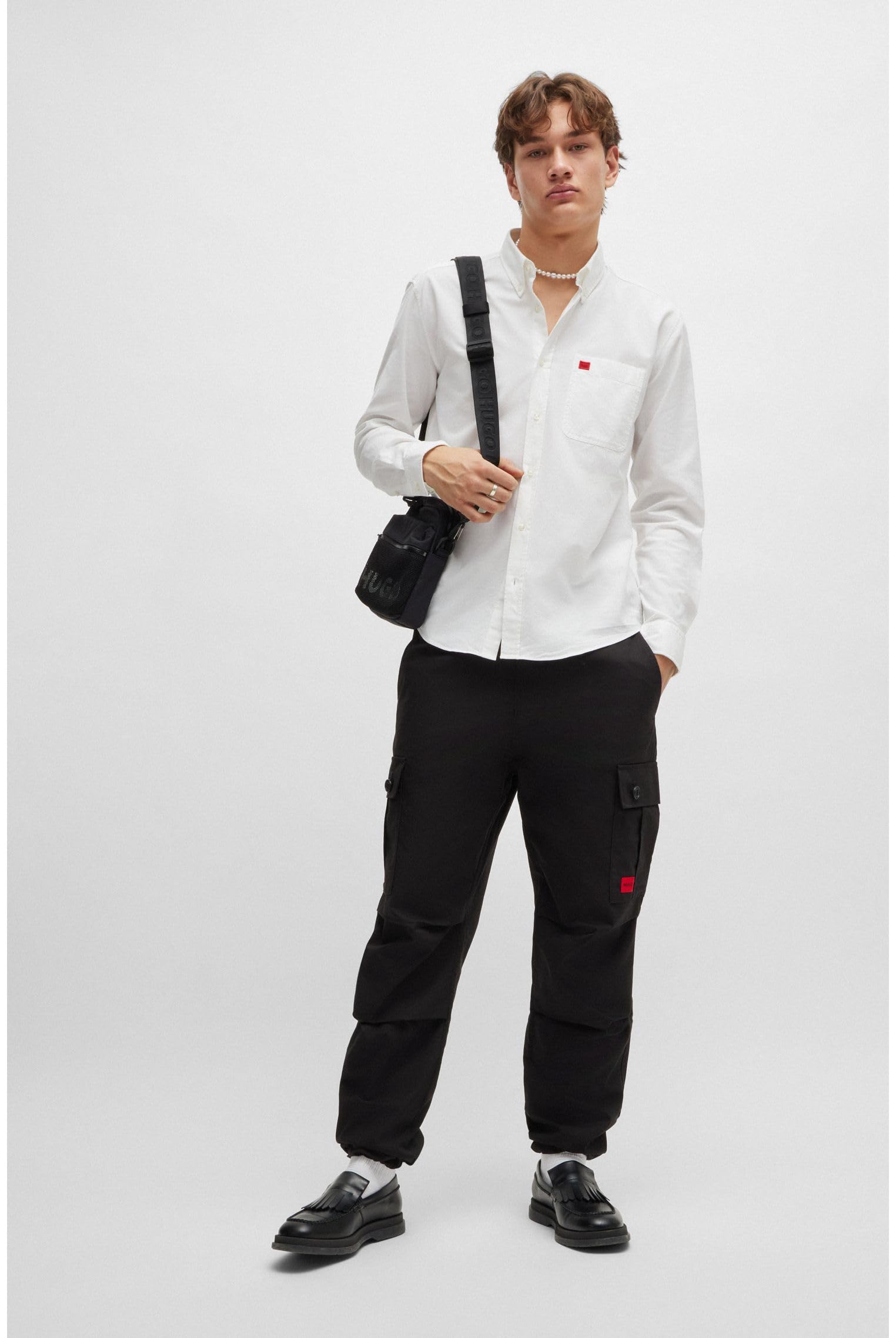 HUGO Herren Evito Slim-Fit Hemd aus Oxford-Baumwolle