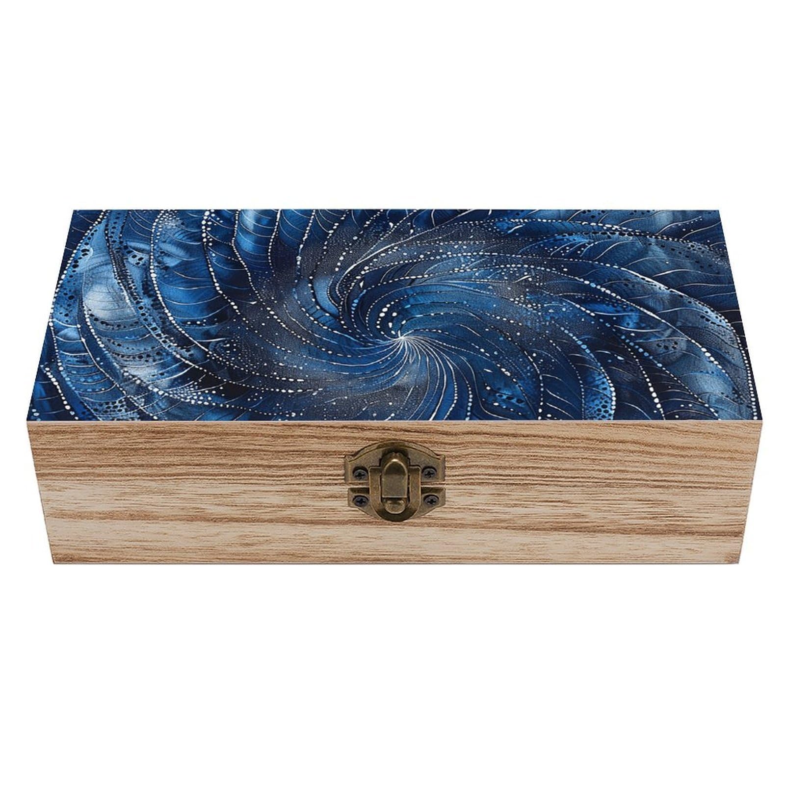HLBSDM Vintage Wooden Storage Box Spiral Swirl Pattern Keepsake Box for Jewelry Photos Letters Elegant Desktop Organizer for Home Office Decor