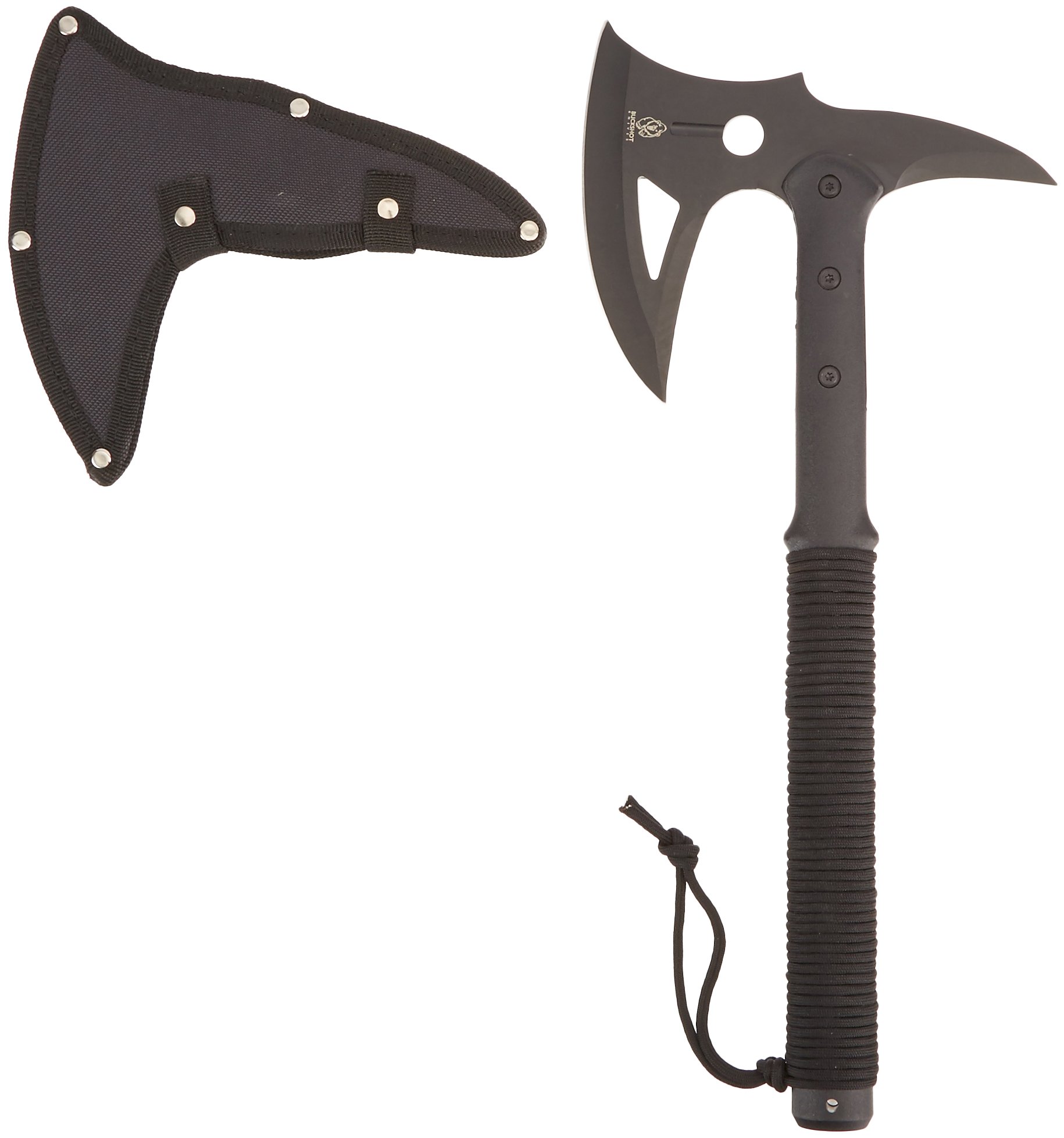 WartechXBK01 Buckshot Tactical Axe with Cord Wrapped Handle, 8" x 17", Black
