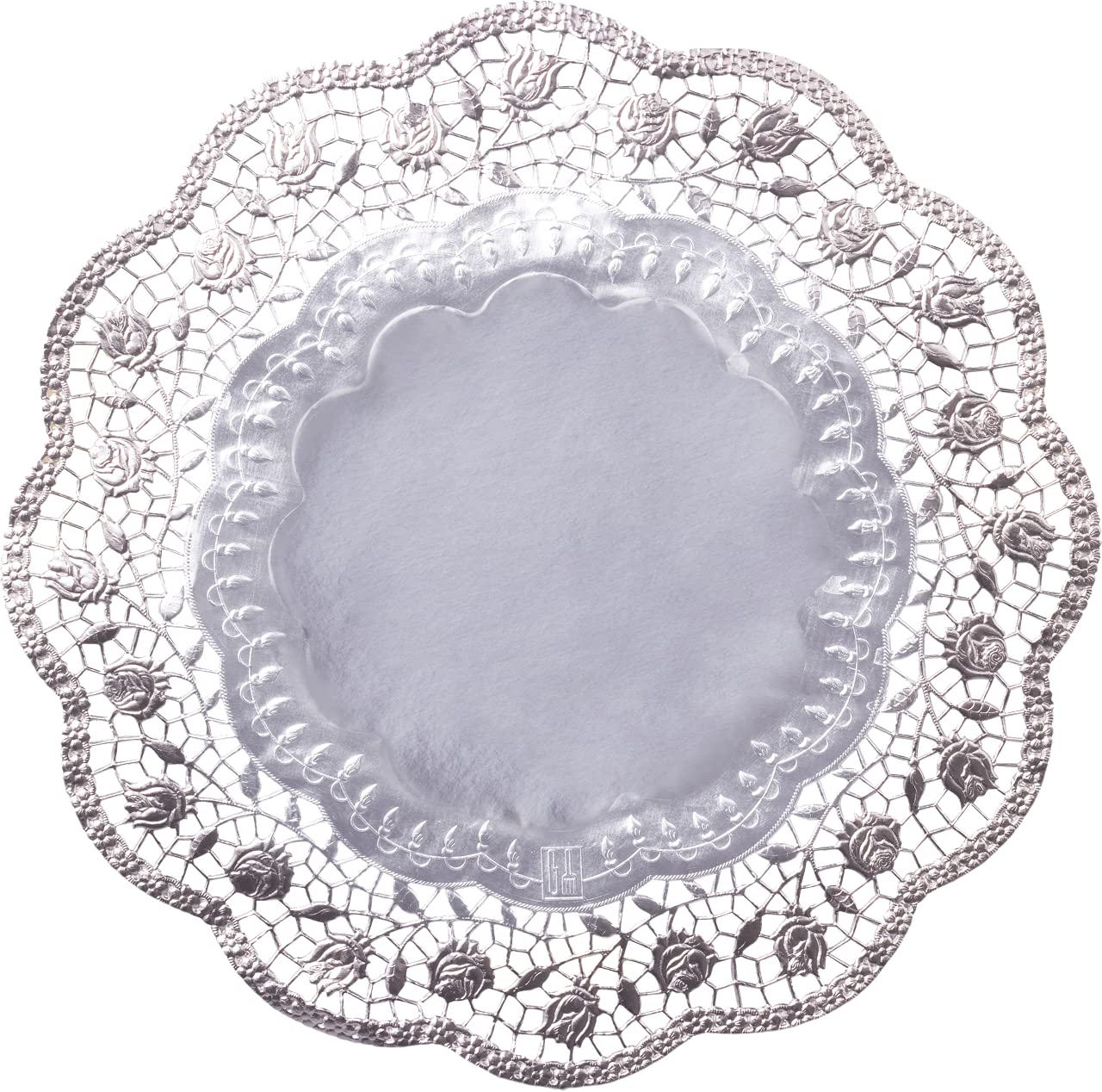 Demmler Tortendekoration/Tortenunterlage/Tortenspitzen - Rund ø 36cm - Farbe: Silber - ästhetische Unterlage für Torten und Kuchen - 100 Stück - Made in Germany