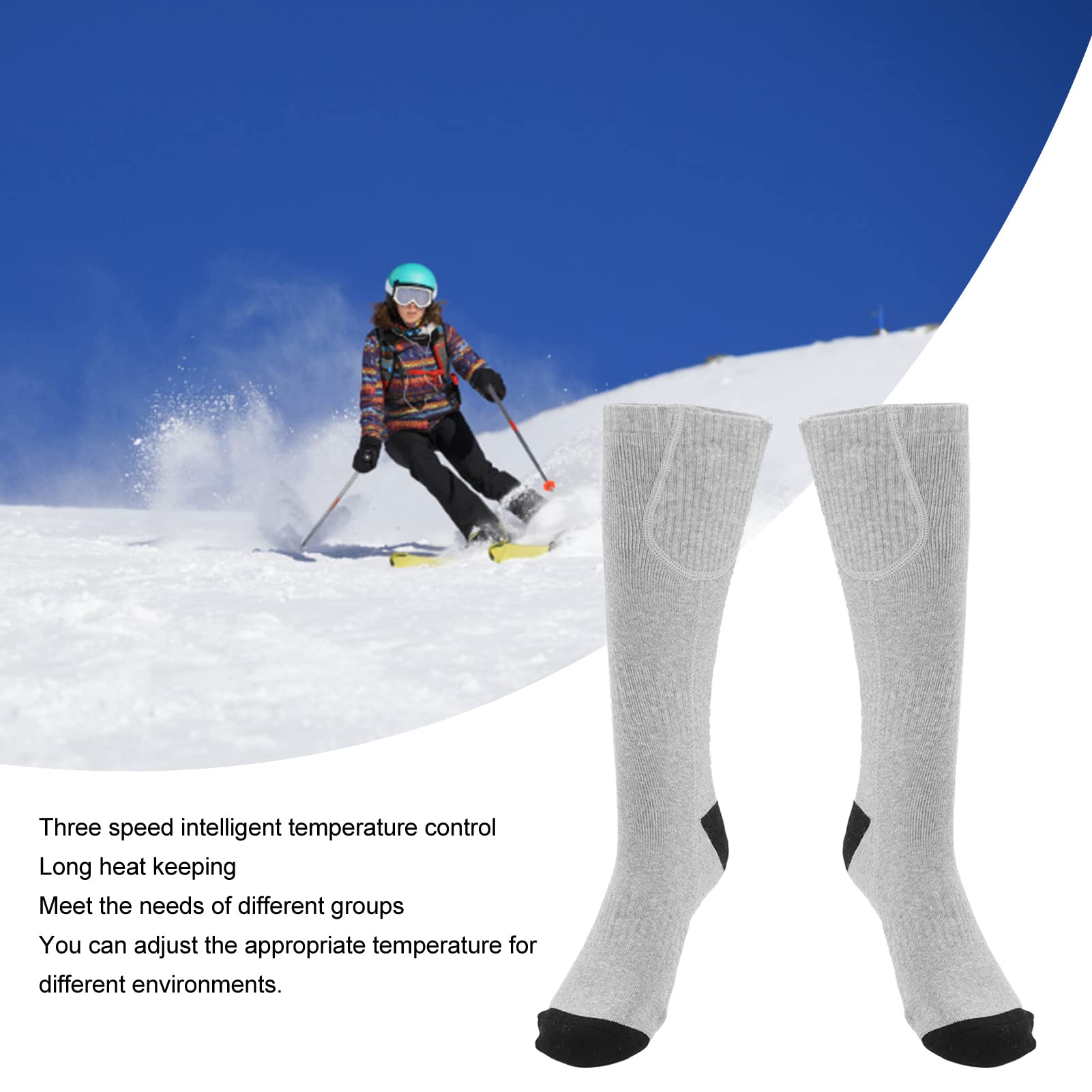Calcetines Térmicos Recargables, 3 Niveles de Temperatura Calentamiento Rápido Infrarrojo Lejano Interfaz de Alimentación Hermética Calcetines Térmicos Eléctricos para Esquí